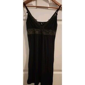 Cynthia Rowley Slip Dress M Nightie Black Sexy Lacey Mini Adjustable Straps